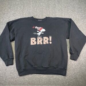 Peanuts Women XL Sweatshirt Black Graphic Snoopy Crewneck Casual Fun Retro